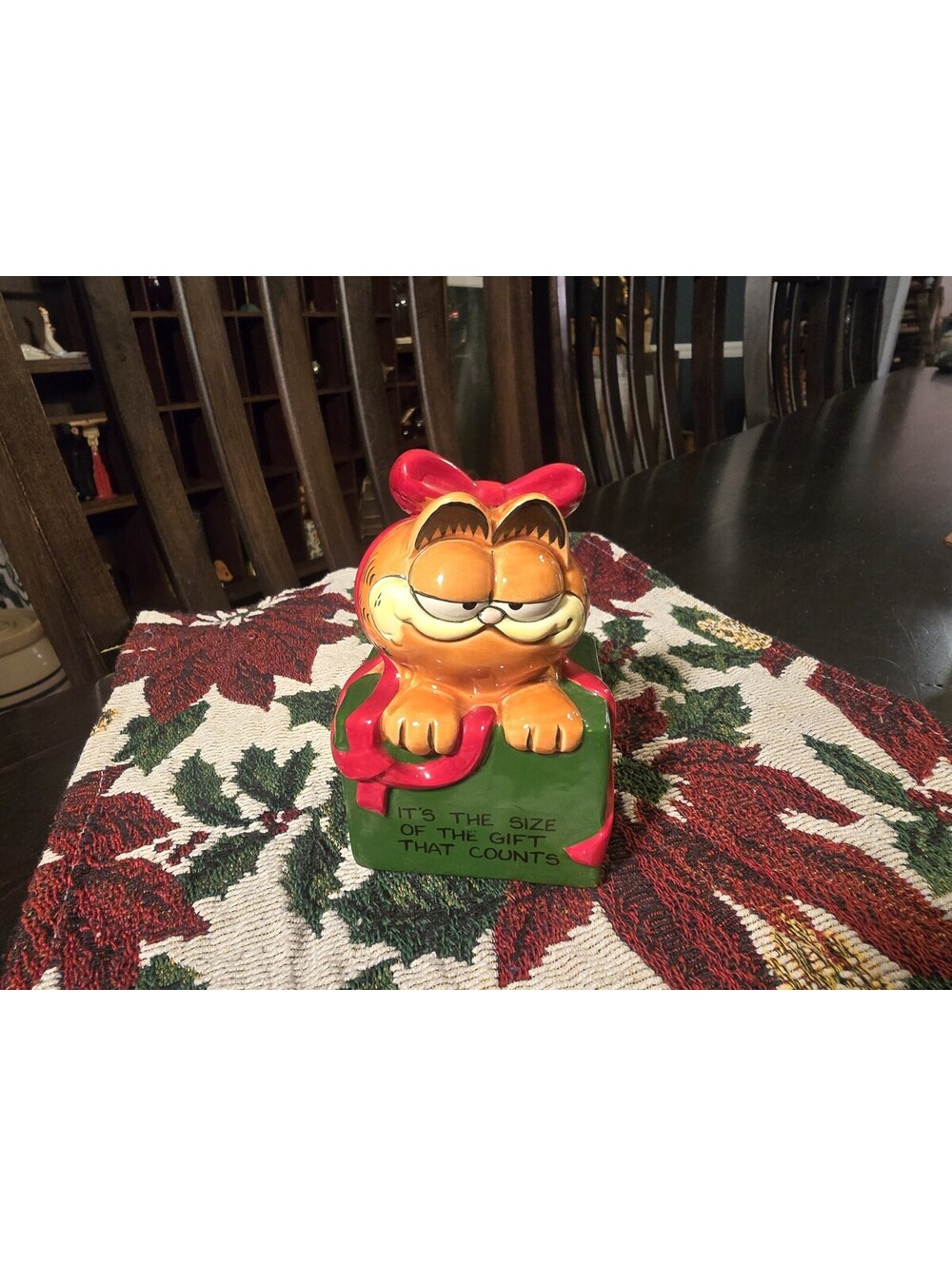 Vintage 1981 GARFIELD Enesco  CHRISTMAS It's the Size of Gift that Counts